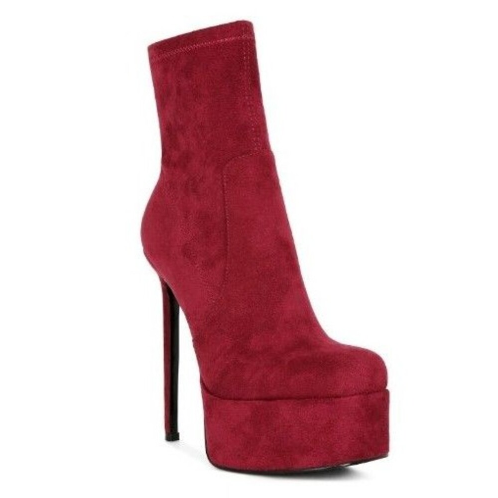 NEW! Women's London Rag Clubbing Heeled Ankle Boot, Burgundy Size 6M